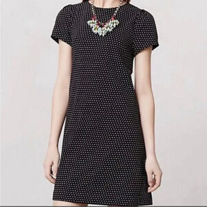 Anthropologie Maeve Black Polka Dot Mini Shift Dress
